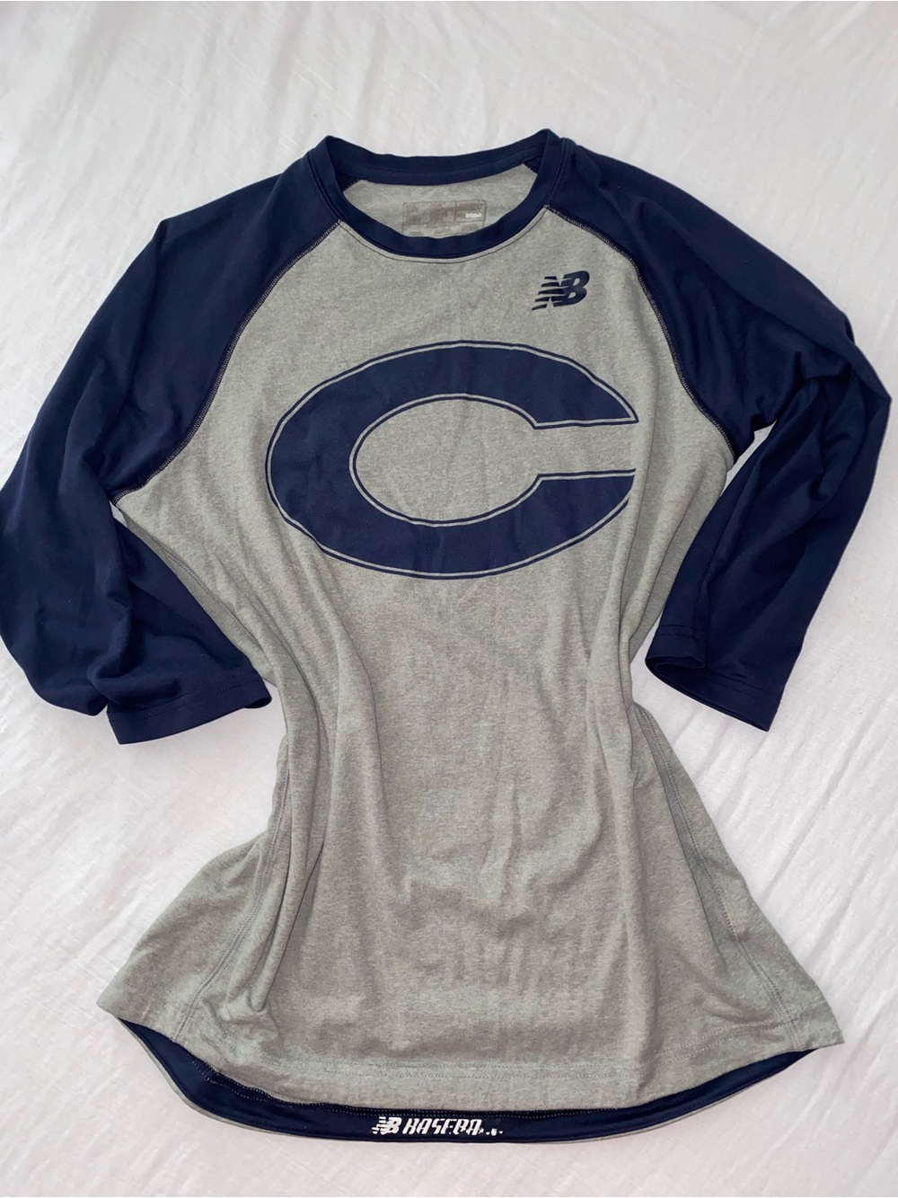 New Balance Grey and Navy Raglan Baseball Tee